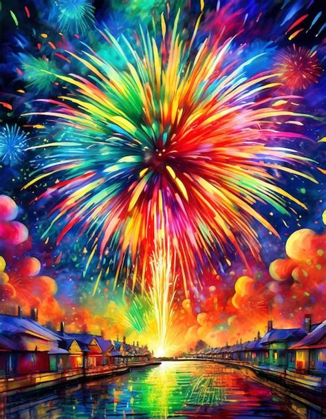 Premium Photo | Bright colors exploding in vibrant firework display