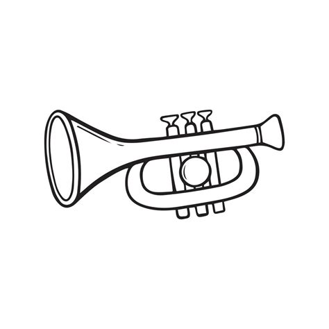 Trumpet Musical Instrument In Doodle Style Hand Drawn Vector