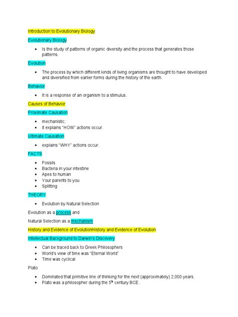 Introduction To Evolutionary Biology | PDF | Evolution | Science 