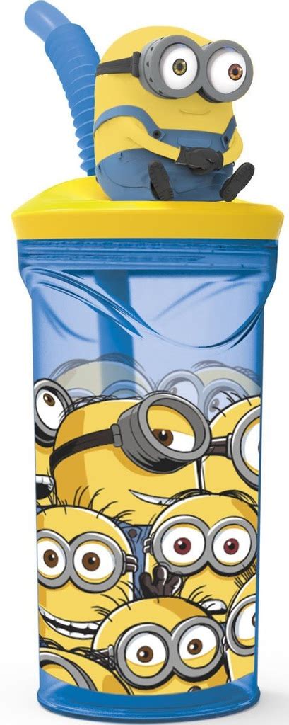 Kubek bidon z rurką i figurką 3D Minionki 360 ml 7274053003