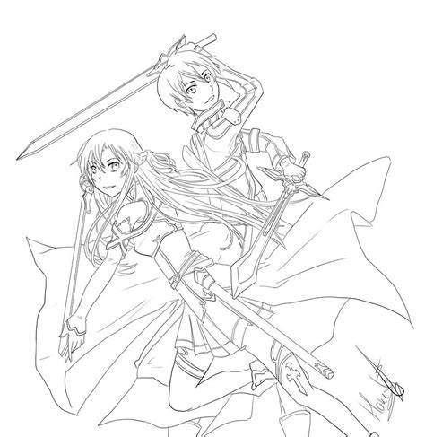 Sao Fanart Lineart By Hokuto Hane On Deviantart