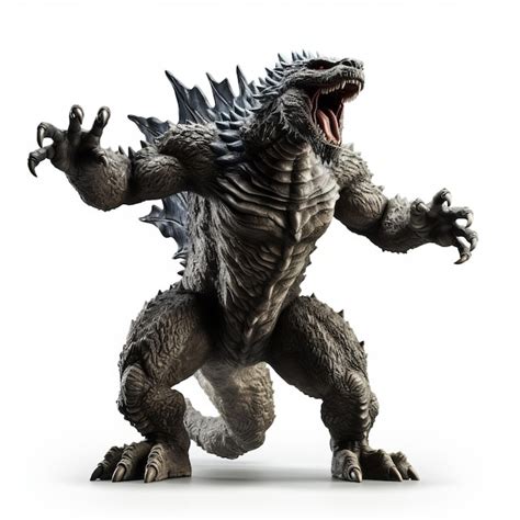 Premium Photo Realistic Godzilla Figure With Energetic Gestures On