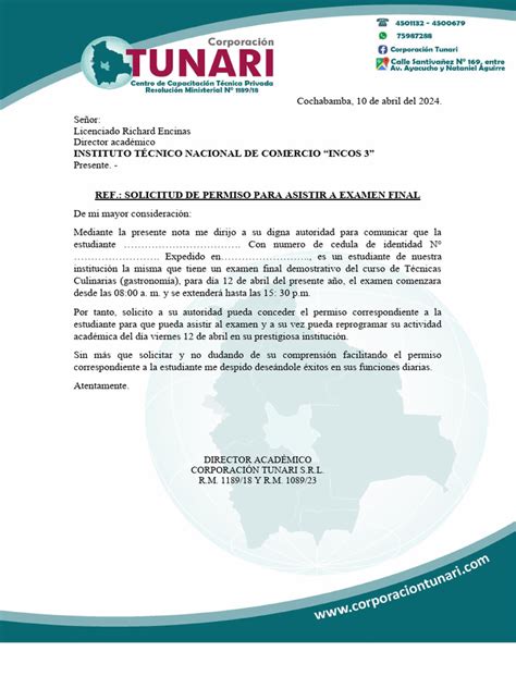 SOLICITUD DE PERMISO | PDF 