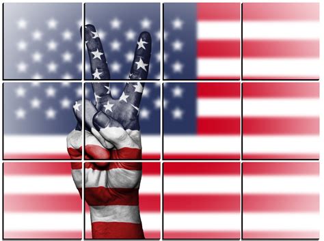 US Peace Flag mosaic wall art 12 pieces 8x8" PhotoSquared photo tiles ...