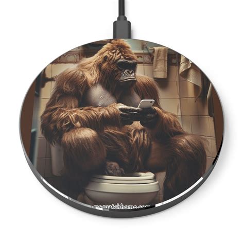 Sasquatch Bigfoot On Toilet 1 Wireless Charger Etsy