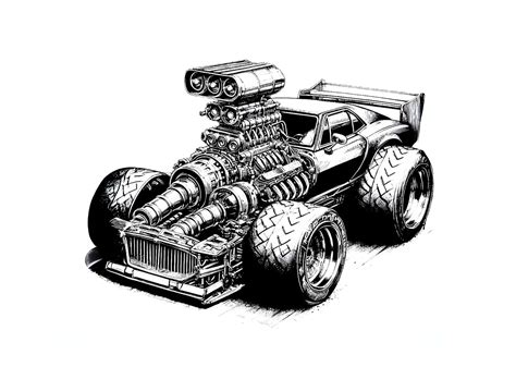 Pdf Of Supercharged Muscle Car Coloring Book Rpm 2 Digital Printable P