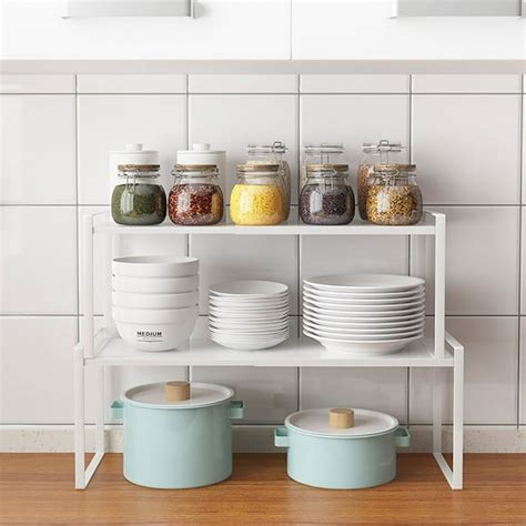 Space Saving Rack Stackable Kitchen Shelving Organizer Rack Shelf