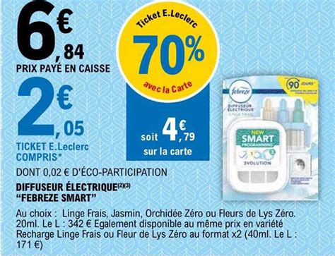 Promo Diffuseur Lectrique Febreze Smart Chez E Leclerc Icatalogue Fr