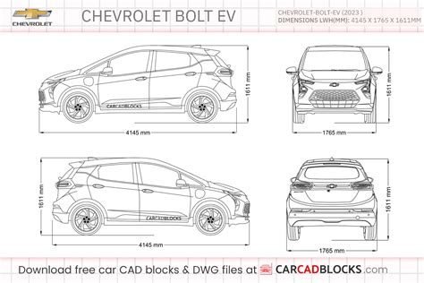 Chevrolet Bolt Ev 2023 Free Cad Blocks Dwg File Carcadblocks