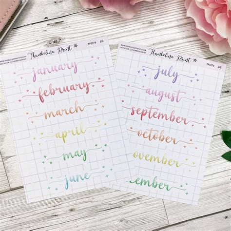 Monthly Header Stickers Etsy