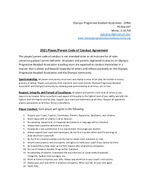 Fillable Online 2021 Player Parent Code Of Conduct Agreement Ngin Fax