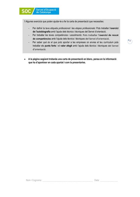 Exemples de Carta de Presentació PDF