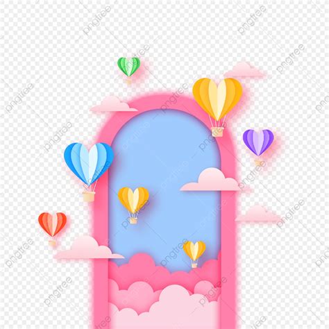 Hot Air Balloons PNG Picture Colorful Heart Shaped Pattern Paper Cut Hot Air Balloon Paper