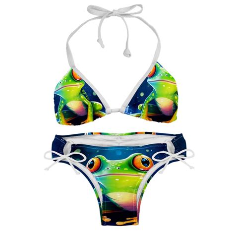 Starry Sky Frog Swim Wear Bikini Set With Detachable Sponge