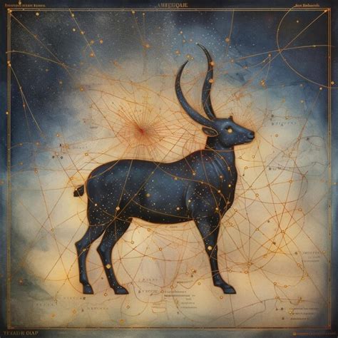 Premium AI Image Zodiac Sign Of A Goat With A Constellation Map In