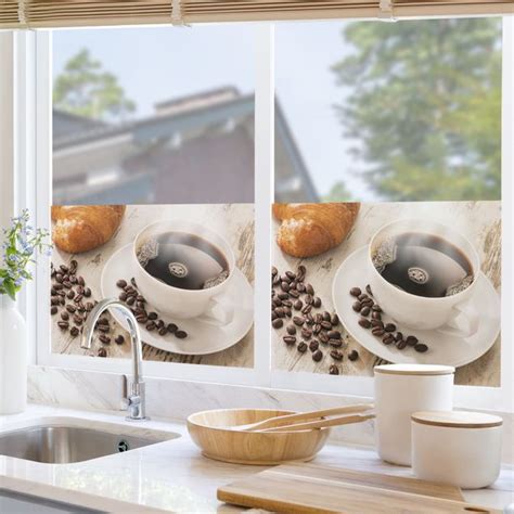 Fensterfolie Sichtschutz Dampfende Kaffeetasse Mit Kaffeebohnen