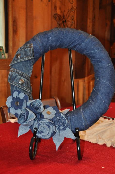 Denim Wreath Denim Wreaths Denim Crafts Wreaths