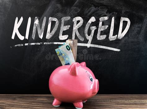 Word Kindergeld German For Child Benefit On Blackboard With Piggy