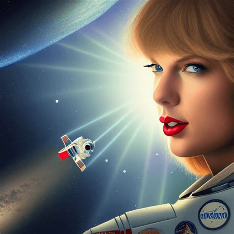 Whimsical Detailed Fantasy Graphic With Taylor Swift As An Astronaut