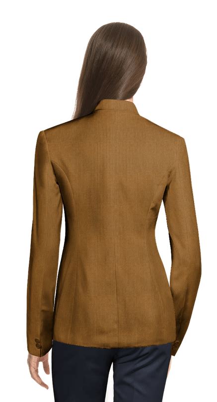 Brown Corduroy 3 Button Blazer With Peak Lapels Sumissura