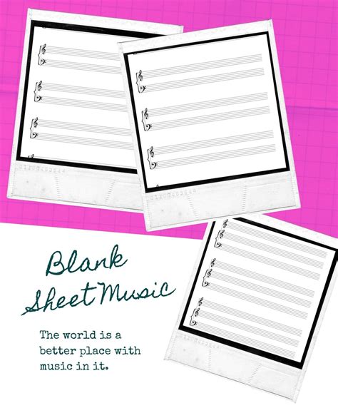 Printable Blank Sheet Music Treble Clef Bass Clef Both Clefs Instrument And Piano And No Clef