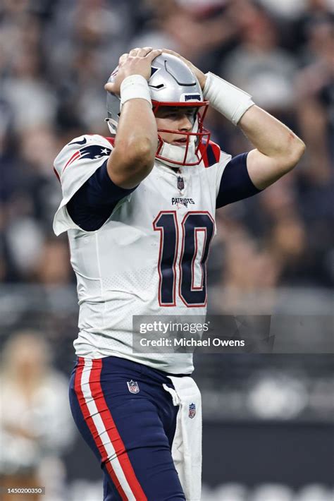 Mac Jones Of The New England Patriots Reacts During An Nfl Football