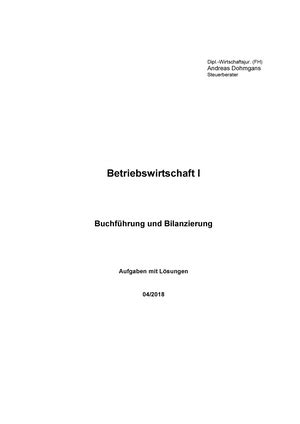 Skript Teil 1 Buchhaltung Skript Zur Vorlesung Buchhaltung