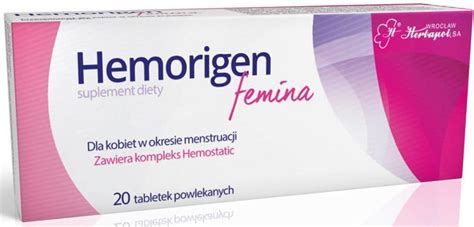 Hemorigen femina x 20 tabletek cena opinie dawkowanie skład i