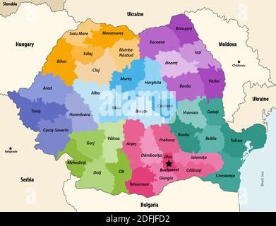 Romania counties map Stock Vector Image & Art - Alamy