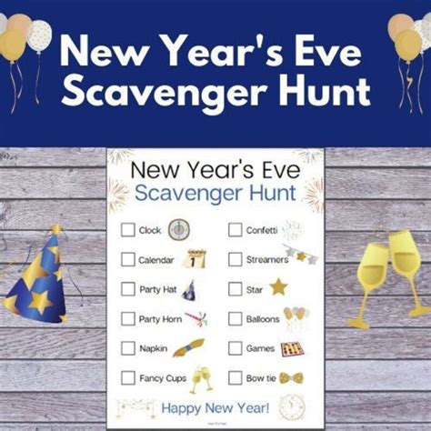 New Years Scavenger Hunt With Cards To Hide NYE Scavenger Hunt