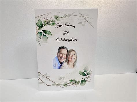 Invitation Til S Lvbryllup Foldet A Gr N Floral Med Billede