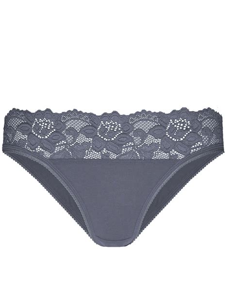 GREY Lace Low Rise Bikini Knickers Plus Size 18 To 20