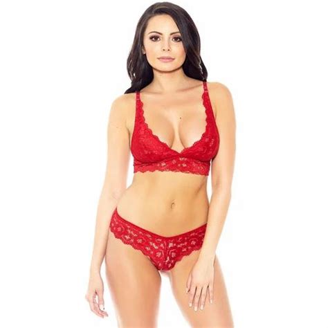 Pure Cotton Women Lace Red Lingerie Set LS 6053 RD At 180 Set In New Delhi