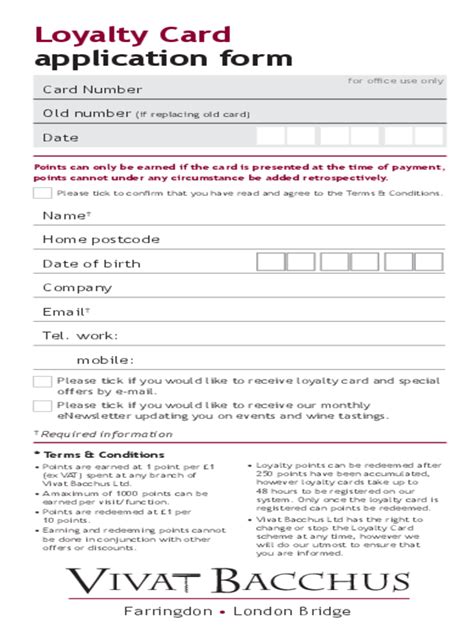 Loyalty Card Application Form Free Templates In Pdf Word Excel