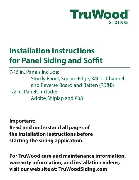 Installation Instructions For Panel Siding And Soffit 7 16 In DocsLib