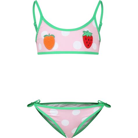 MC2 Saint Barth Pink Bikini For Girl With Frutits And Polka Dots Girls CELA VOGUE