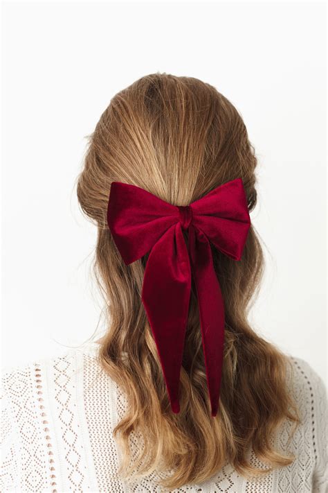 Velvet Bow For Adult Big Burgundy Hair Bow Clip Large Velvet Etsy