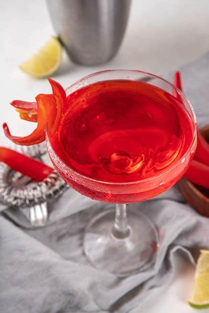 Premium Photo Spicy Hot Chili Peppers Margarita Cocktail