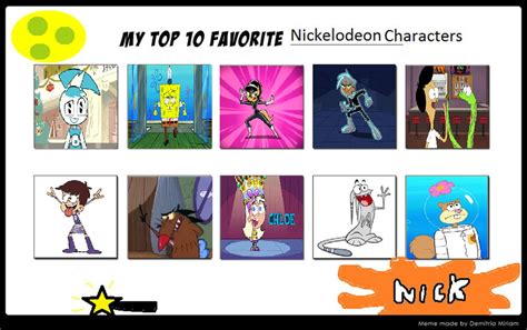 my top 10 favorite nickelodeon characters by cartoonstar92 on DeviantArt