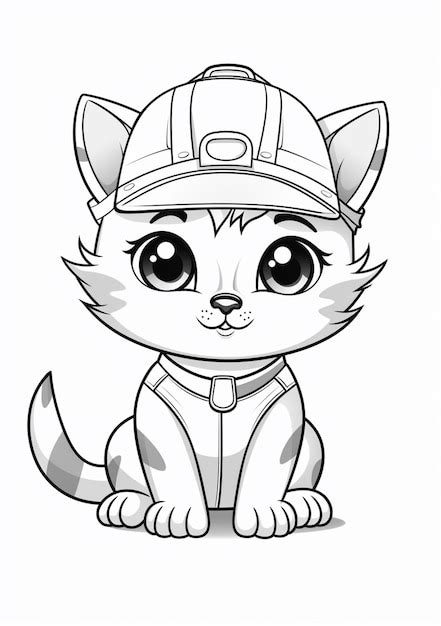 Premium Photo | A cartoon cat wearing a firemans hat sitting down ...