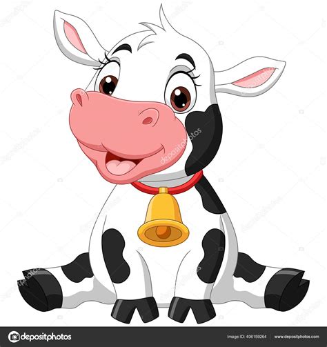 Vector Illustration Cute Baby Cow Cartoon Sitting Stock Vector By