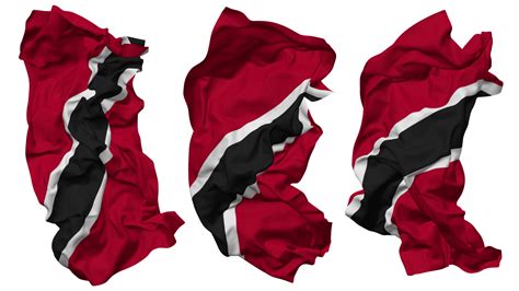 Trinidad And Tobago Flag Waves Isolated In Different Styles With Bump