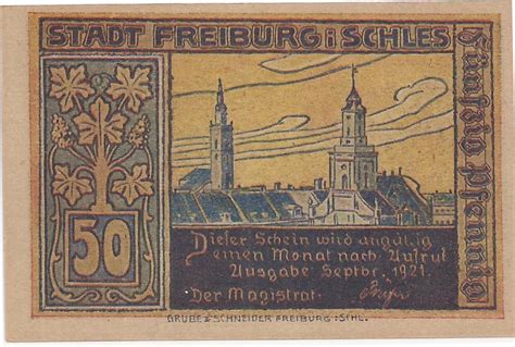 50 Pfennigs City Of Freiburg Lower Silesia Numista