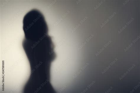 Silhouette Of Naked Woman S Body Behind Glass Door Concept Stock Photo Adobe Stock