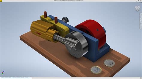 Autodesk Inventor Maqueta De Un Robusto Motor De Vapor Oscilante De