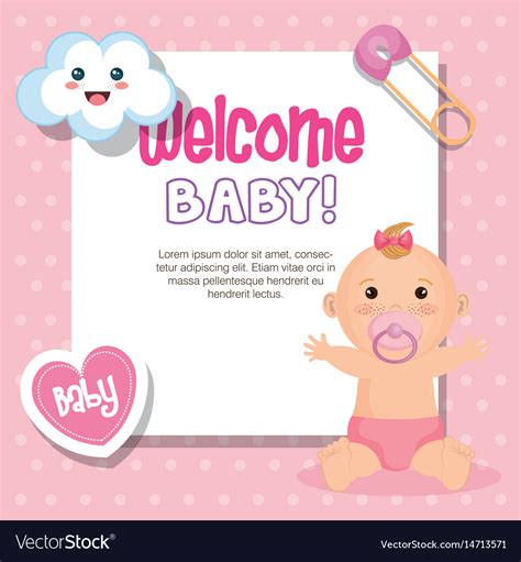 Welcome baby card Royalty Free Vector Image - VectorStock