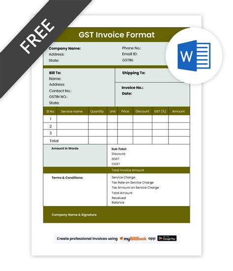 gst invoice format   templates