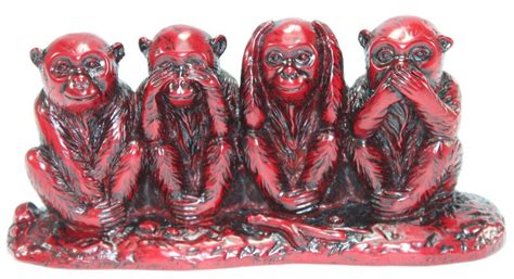 Feng Shui Red See No Evil, Hear No Evil, Speak No Evil Monkey Statue ...