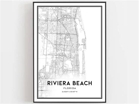 Riviera Beach Map Print Riviera Beach Map Poster Wall Art Fl - Etsy