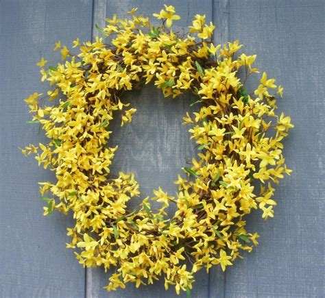 Yellow Forsythia Wreath Large By Silk N Lights By Silknlights